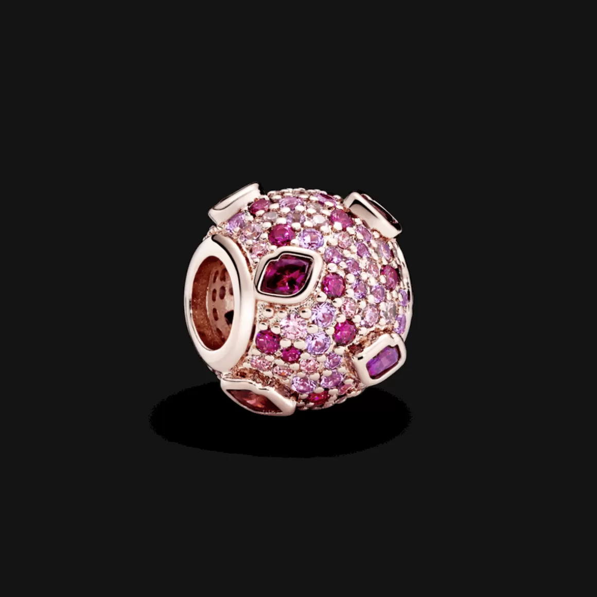 Pandora Charms De Ouro Rosé-Charm Rose Beijo Brilhante