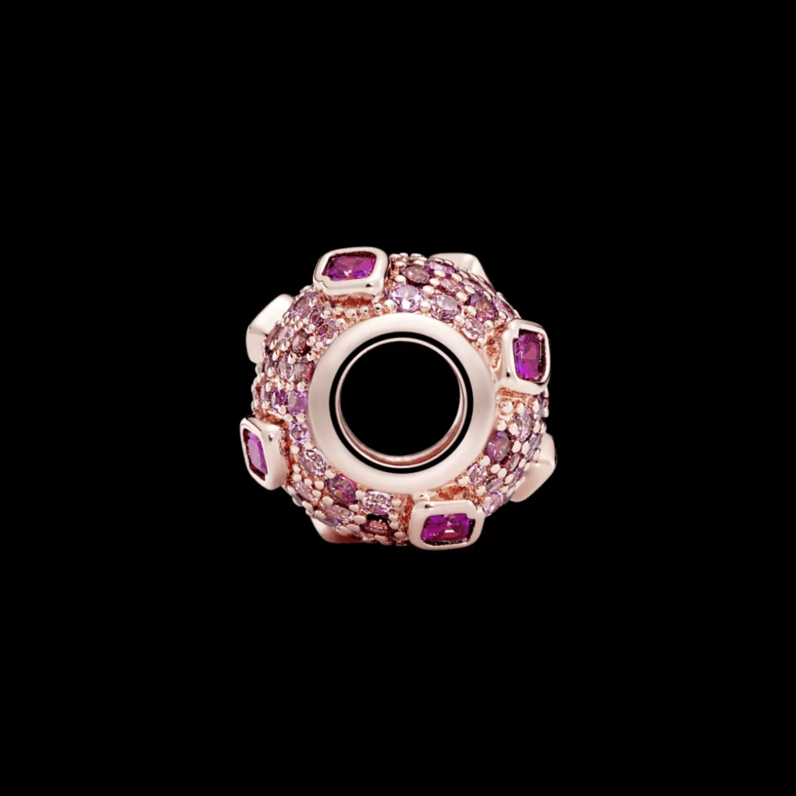 Pandora Charms De Ouro Rosé-Charm Rose Beijo Brilhante