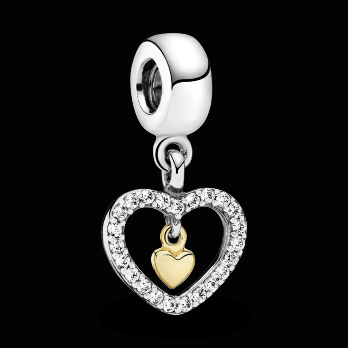 Pandora Charms Dois Tons-Charm Para Sempre Amor Com Ouro 14k