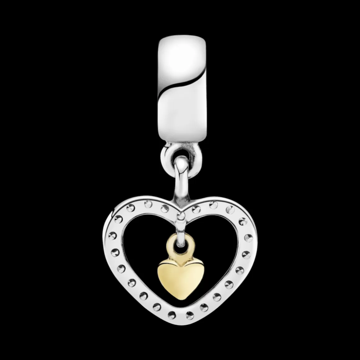 Pandora Charms Dois Tons-Charm Para Sempre Amor Com Ouro 14k