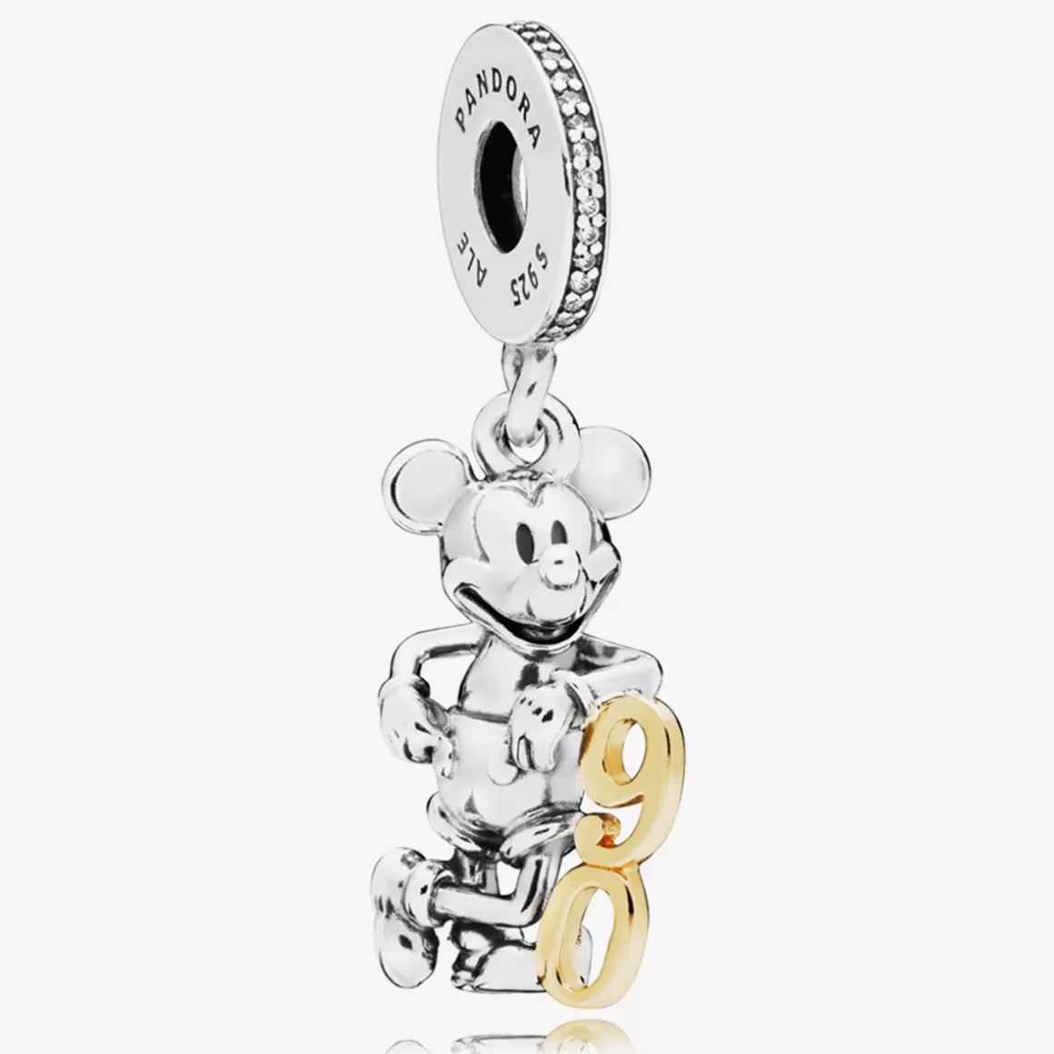 Pandora Charms Pendentes Dois Tons-Charm Pendente 90 Anos Do Mickey