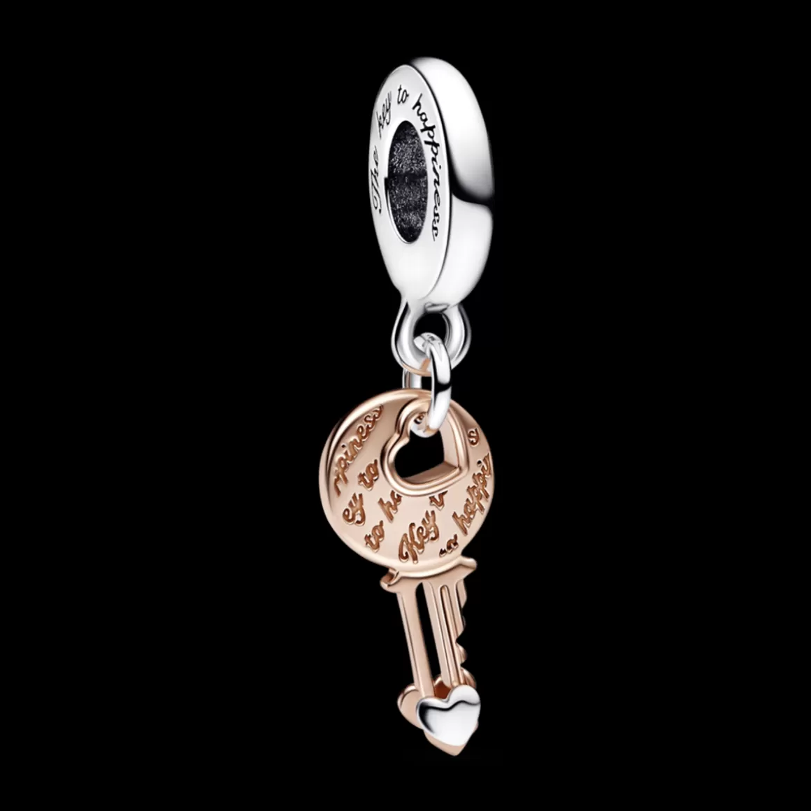 Pandora Charms Pendentes Dois Tons-Charm Pendente Chave do Coração Deslizante em Dois Tons