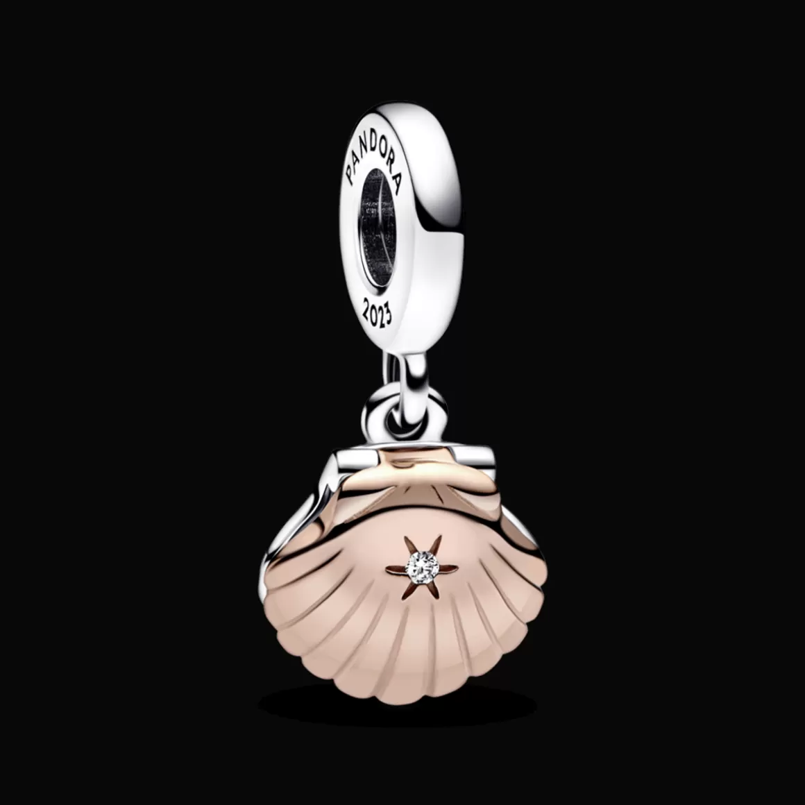 Pandora Charms Pendentes Dois Tons | Charms Cristal-Charm Pendente Concha do Mar e Pérola em Dois Tons - Club 2023