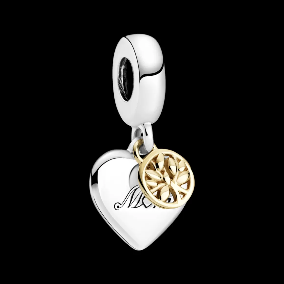 Pandora Charms Pendentes Dois Tons-Charm Pendente Coracao Com Arvore Da Familia Em Dois Tons
