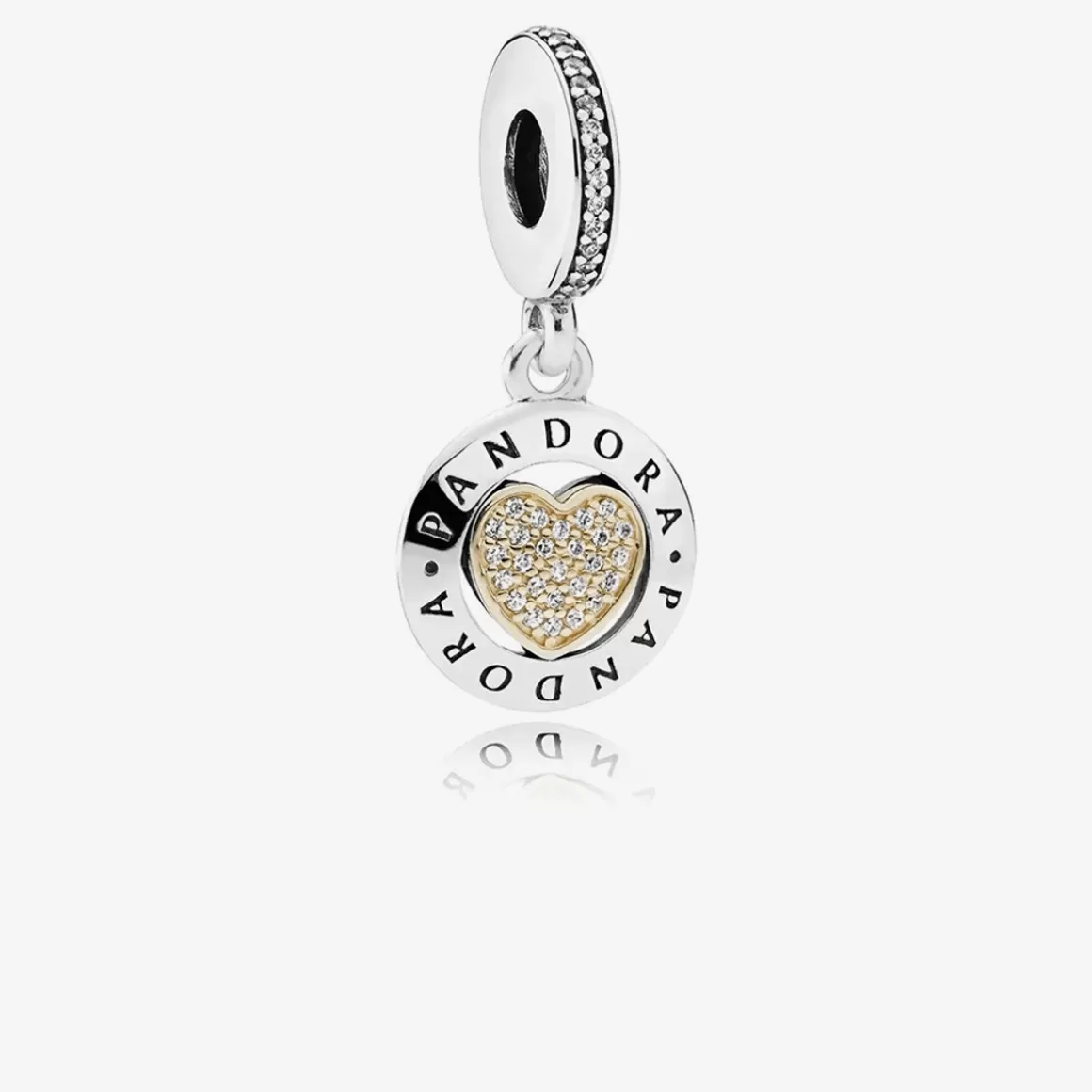 Pandora Charms Pendentes Dois Tons-Charm Pendente Coração Brilho