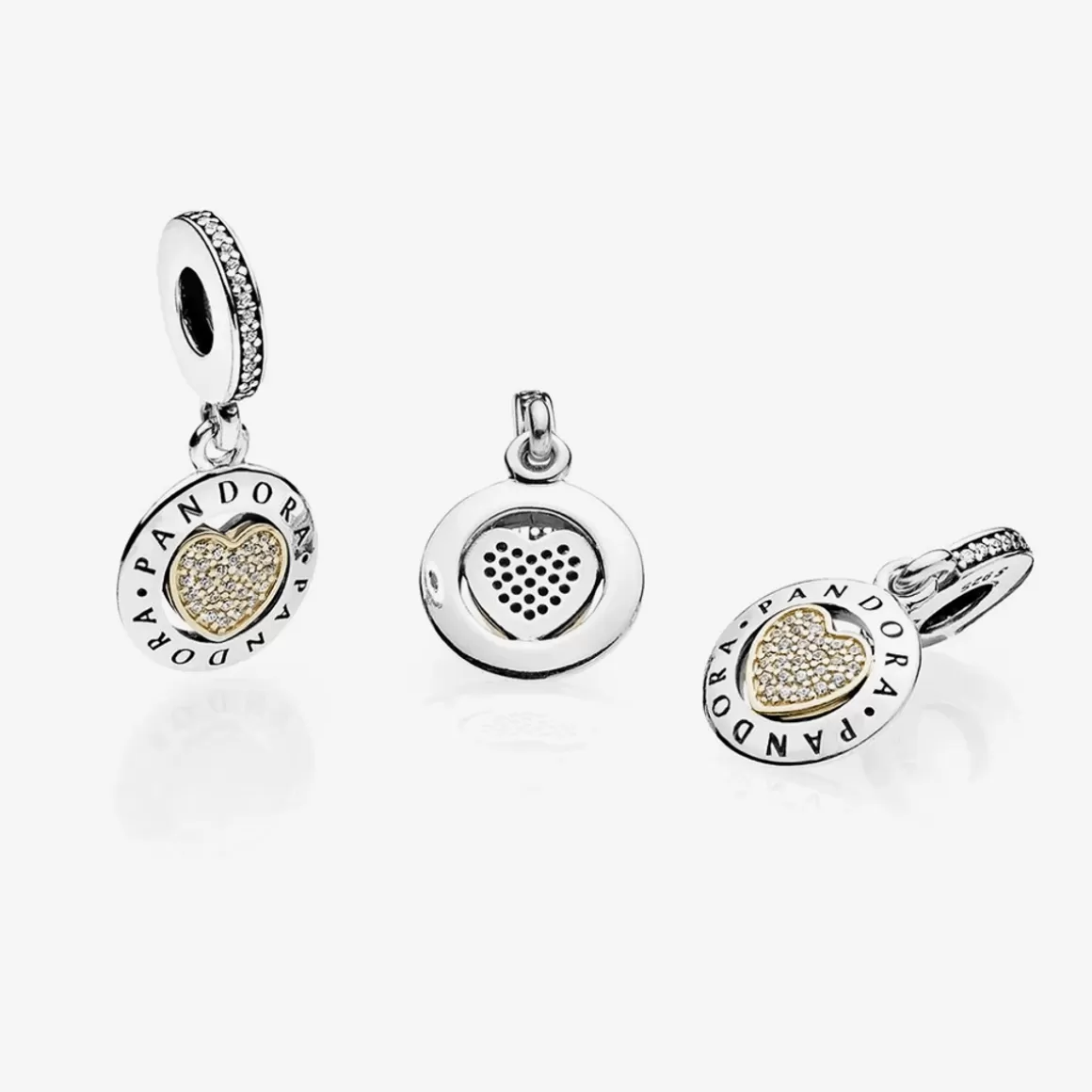 Pandora Charms Pendentes Dois Tons-Charm Pendente Coração Brilho