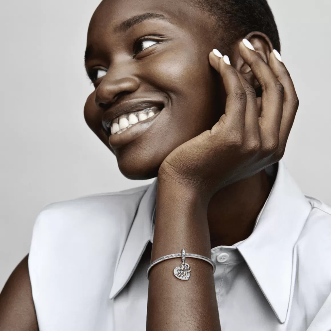 Pandora Charms Pendentes Dois Tons-Charm Pendente Coração E Árvore Da Família Com Ouro 14k