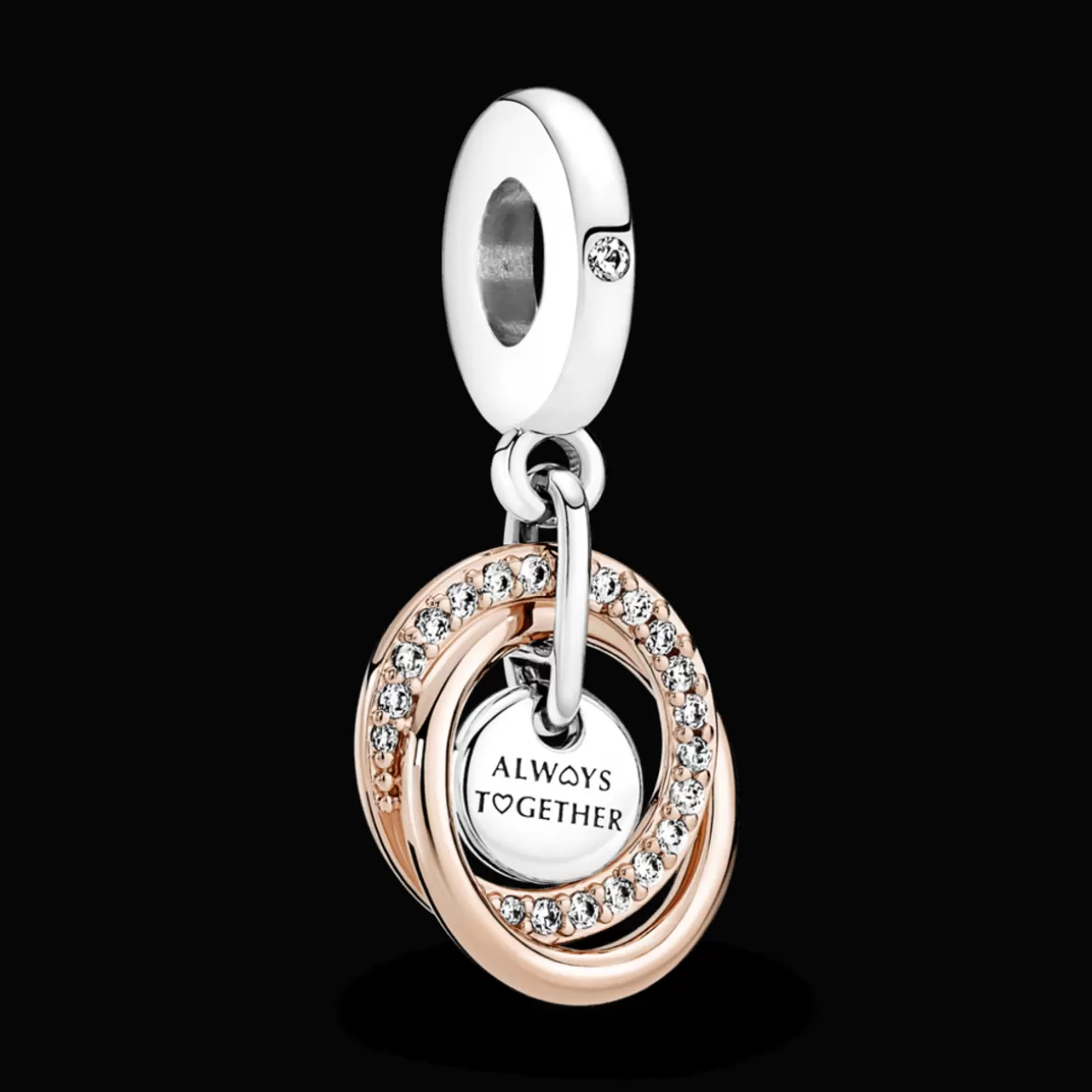 Pandora Charms Pendentes Dois Tons | Charms Cristal-Charm Pendente Círculos Família para Sempre em Dois Tons