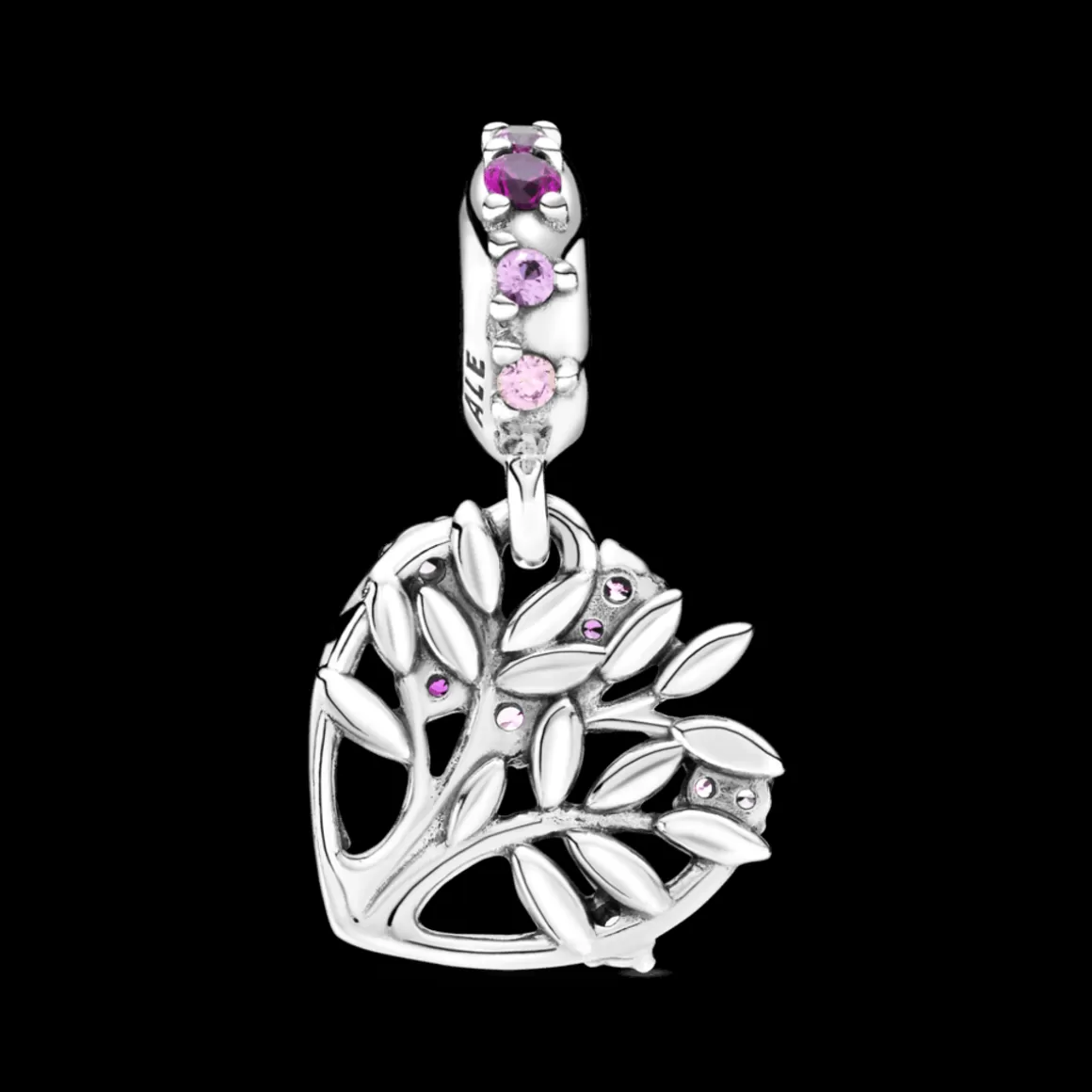 Pandora Charms Pendentes De Prata-Charm Pendente De Coração E Árvore Da Família Rosa