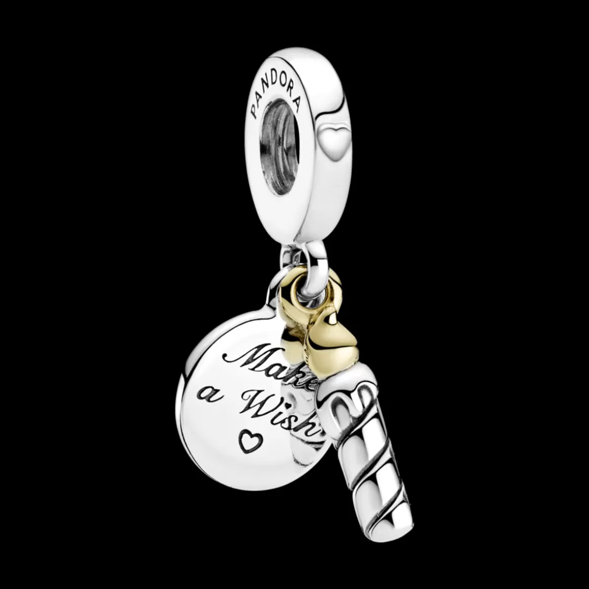 Pandora Charms Pendentes Dois Tons-Charm Pendente De Vela De Aniversário Com Ouro 14k