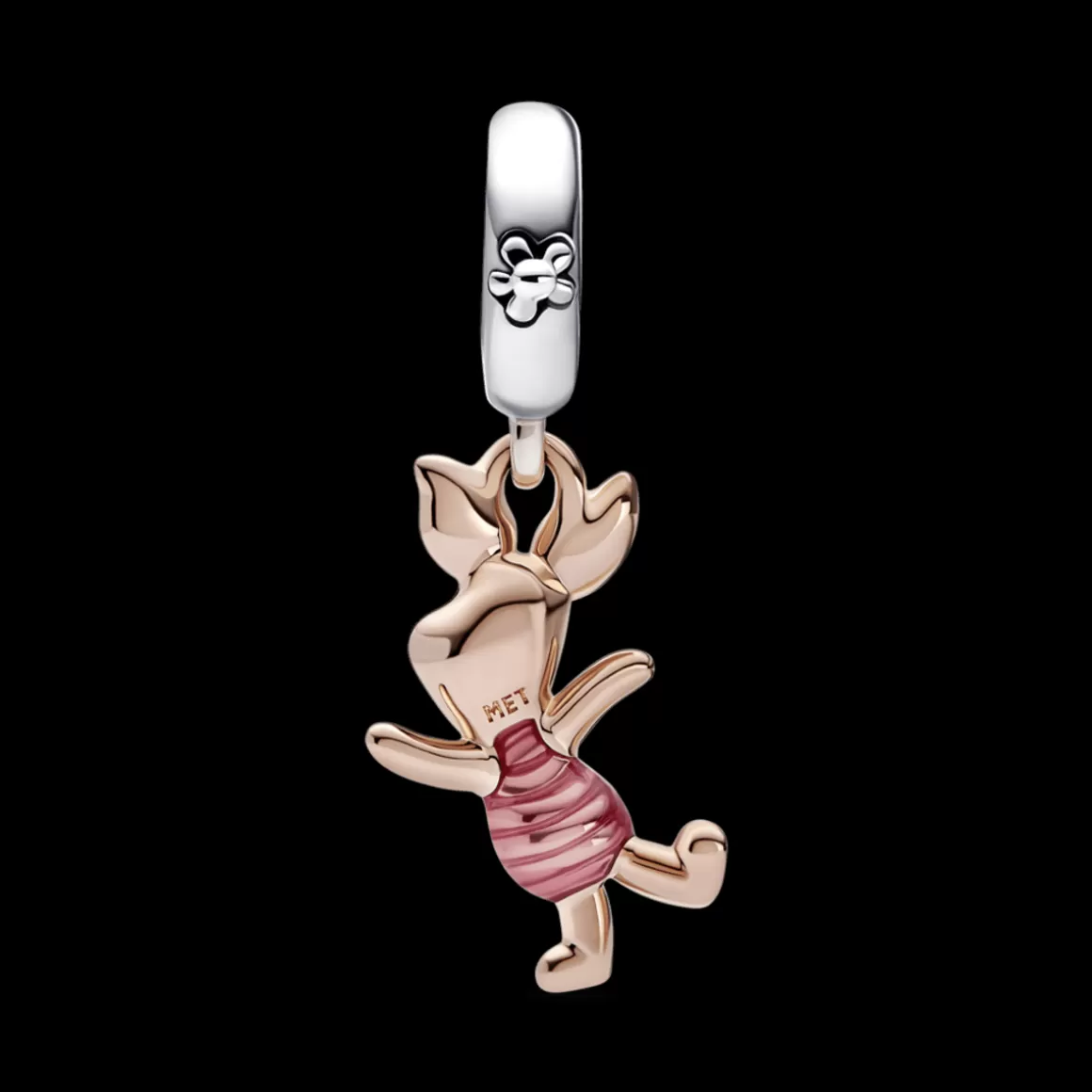 Pandora Charms Pendentes Dois Tons | Charms Esmaltados-Charm Pendente Disney Leitão de Ursinho Pooh