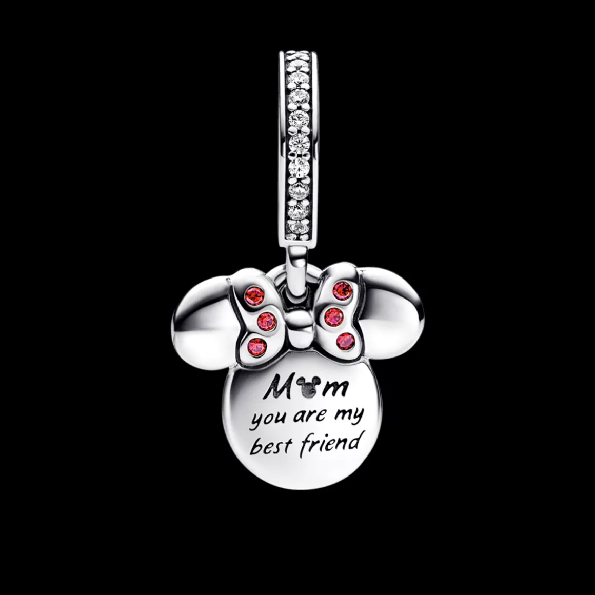 Pandora Charms Pendentes Dois Tons | Charms Esmaltados-Charm Pendente Disney Silhueta Minnie Mouse em Dois Tons