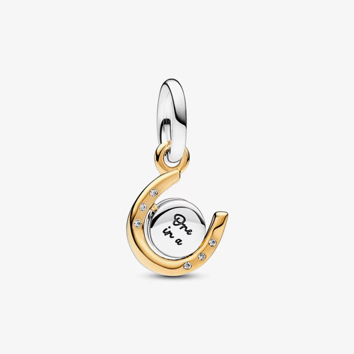 Pandora Charms Pendentes Dois Tons | Charms Cristal-Charm Pendente Dois TonsFerradura Giratoria