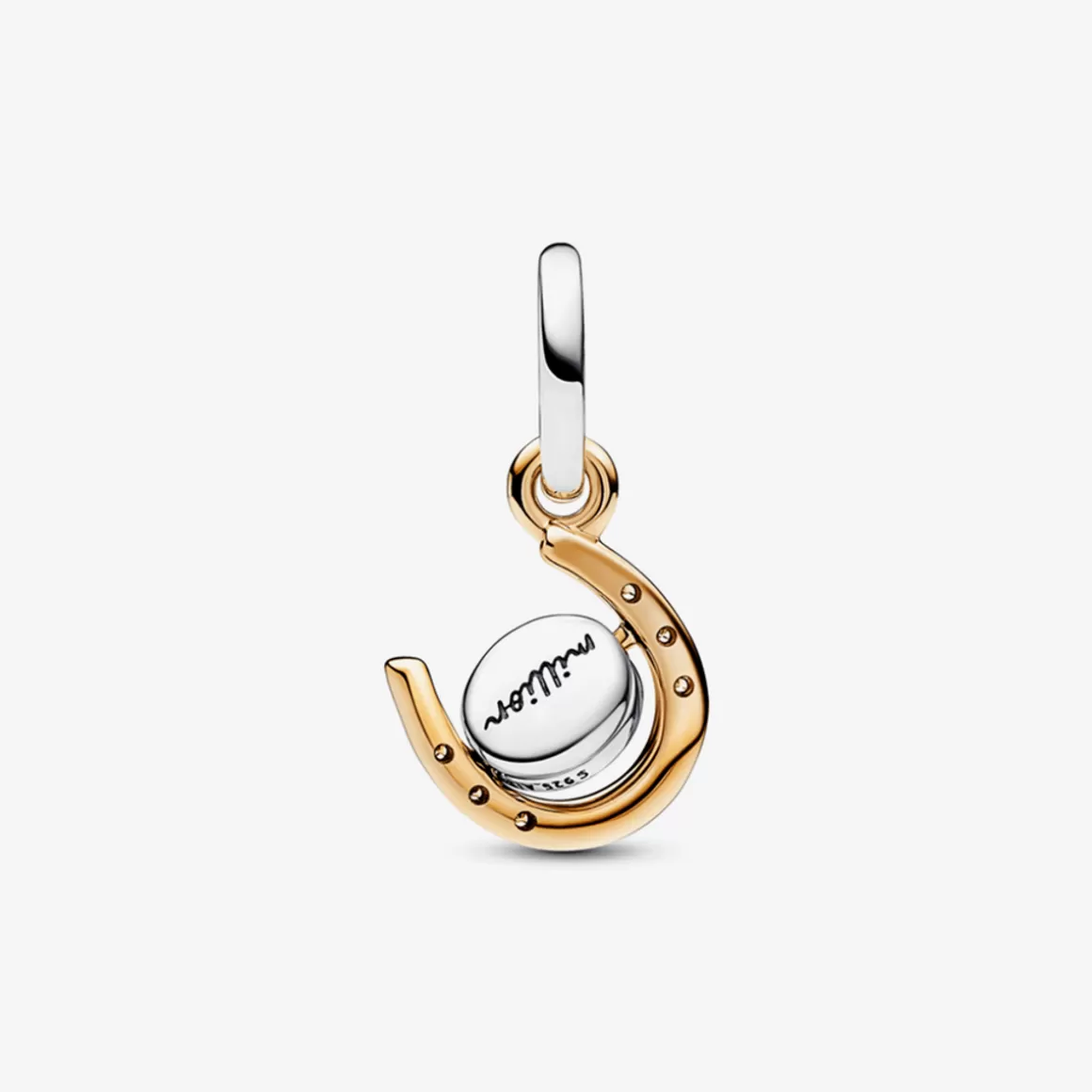 Pandora Charms Pendentes Dois Tons | Charms Cristal-Charm Pendente Dois TonsFerradura Giratoria