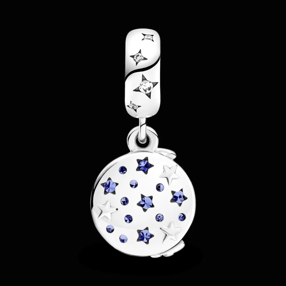 Pandora Charms Pendentes De Prata-Charm Pendente Duplo Papai Noel Na Lua