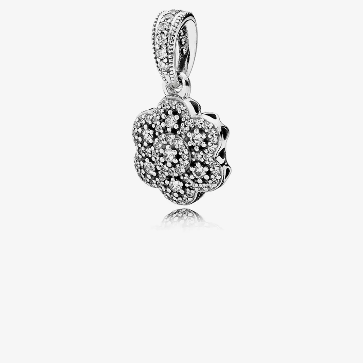 Pandora Charms Cristal | Charms De Prata-Charm Pendente Flores Cristalizadas