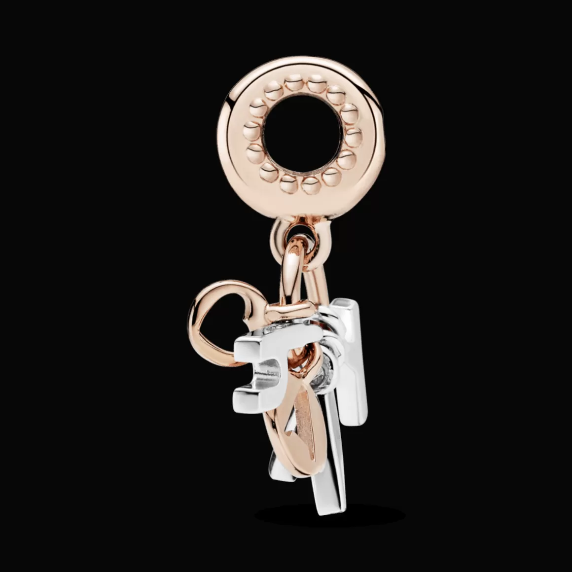 Pandora Charms Pendentes Dois Tons-Charm Pendente Letras Happy em Ouro Rose