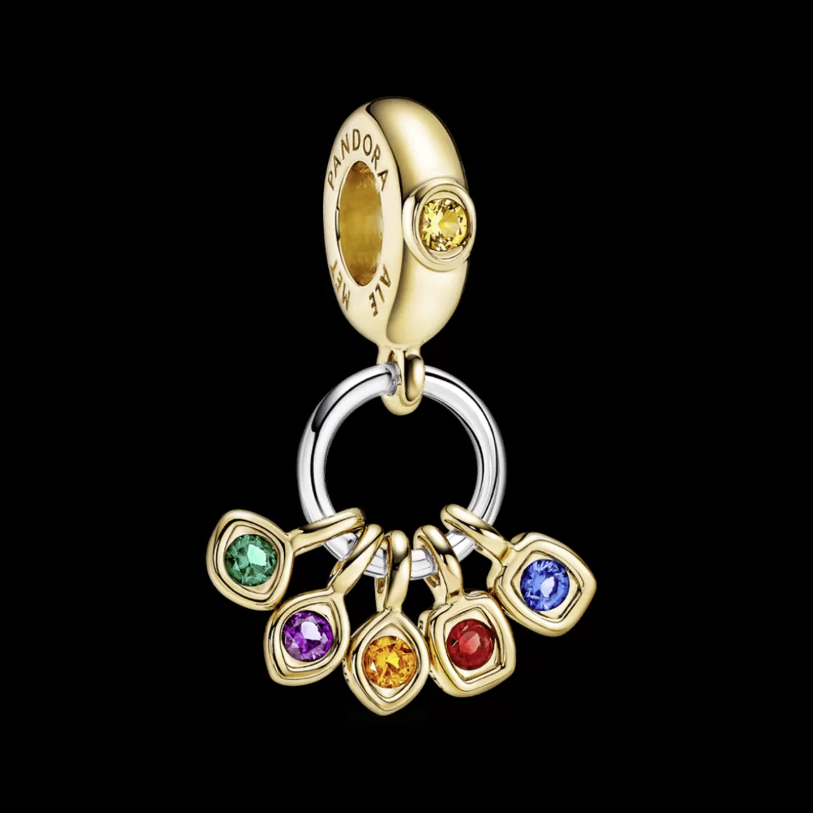 Pandora Charms Pendentes Dois Tons | Charms Cristal-Charm Pendente Marvel - Pedras do Infinito de Os Vingadores