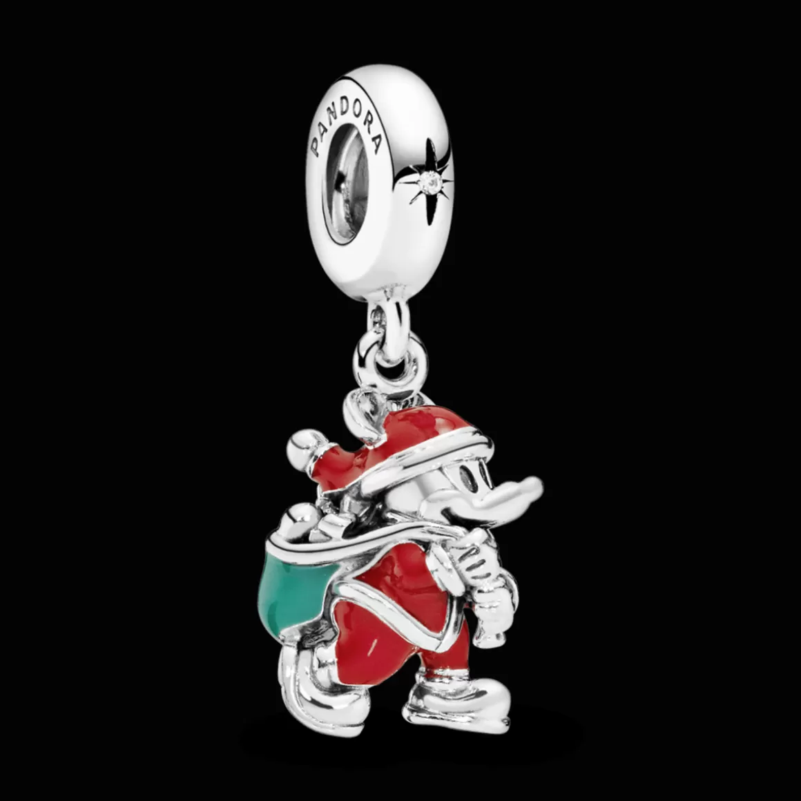 Pandora Charms Pendentes De Prata-Charm Pendente Mickey Papai Noel