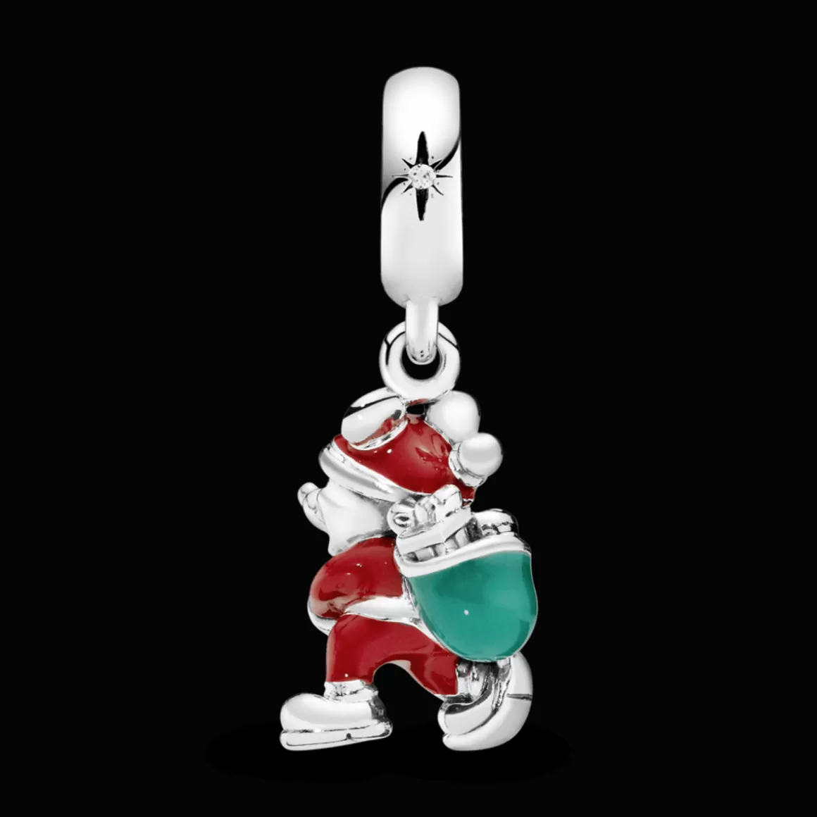 Pandora Charms Pendentes De Prata-Charm Pendente Mickey Papai Noel