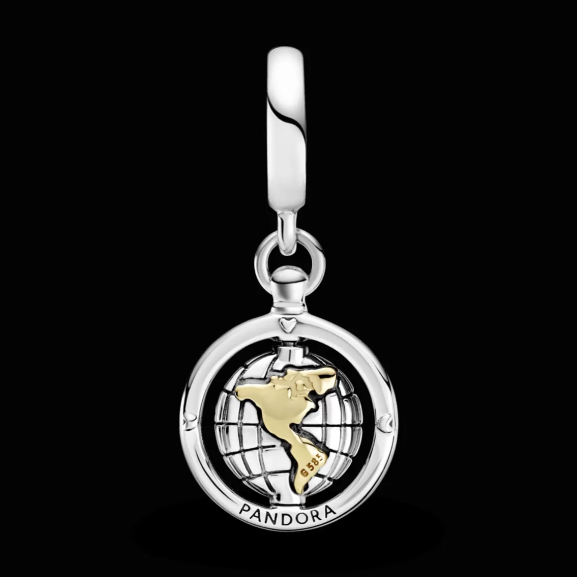 Pandora Charms Pendentes Dois Tons-Charm Pendente Mundo Que Gira