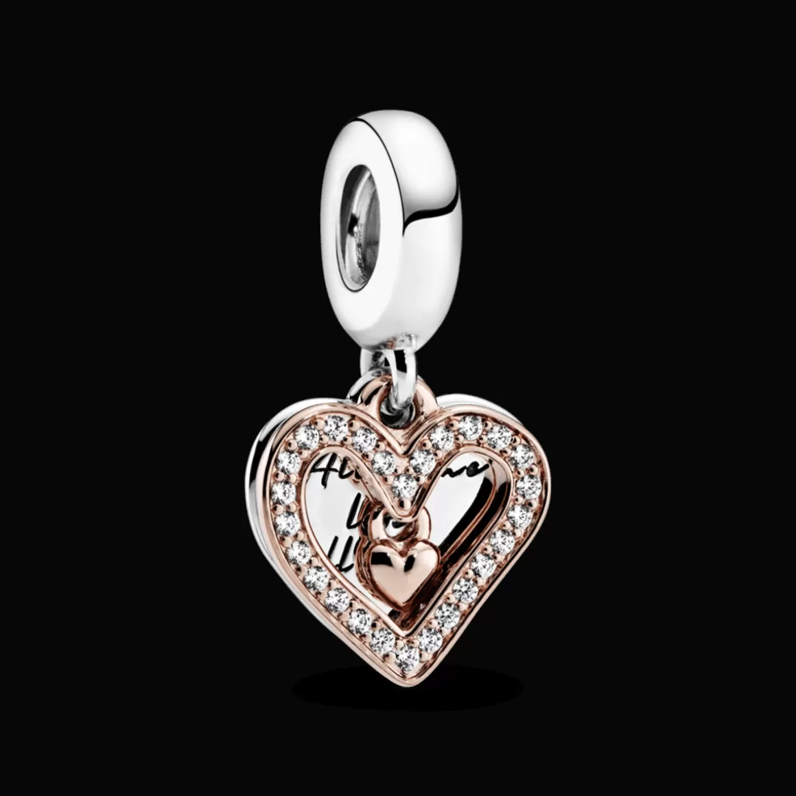 Pandora Charms Pendentes Dois Tons-Charm Pendente Amor Completo