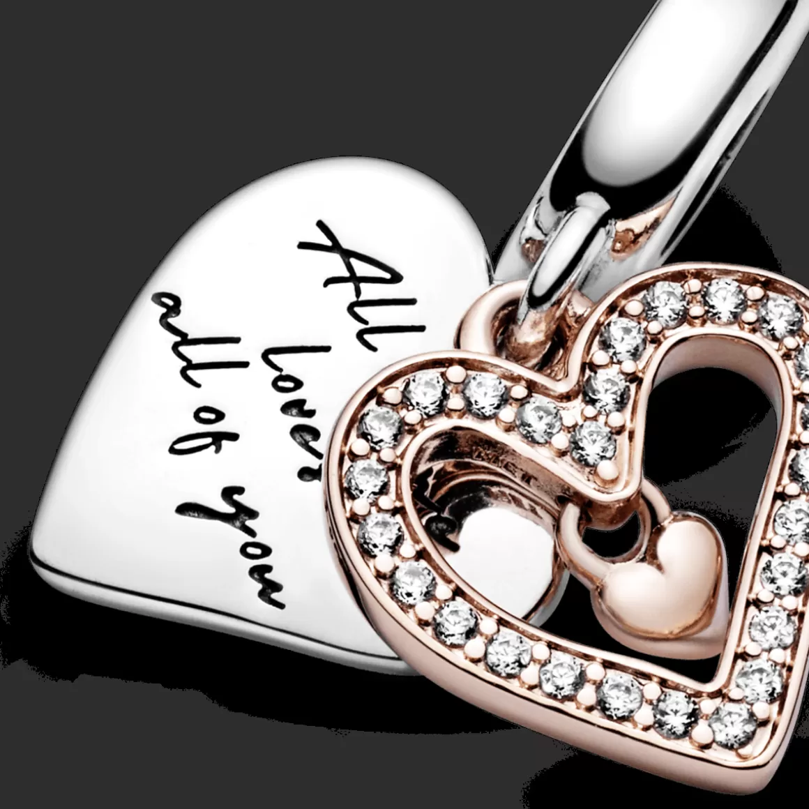 Pandora Charms Pendentes Dois Tons-Charm Pendente Amor Completo