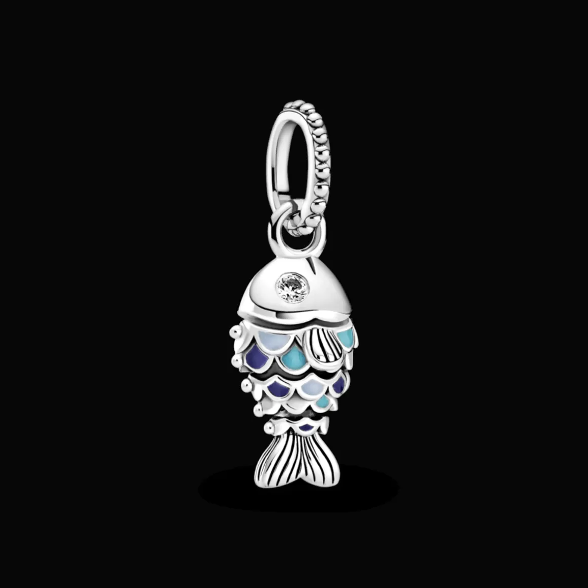 Pandora Charms Pendentes De Prata-Charm Pendente Peixe De Escamas Azuis