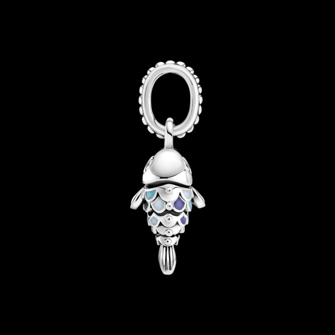 Pandora Charms Pendentes De Prata-Charm Pendente Peixe De Escamas Azuis