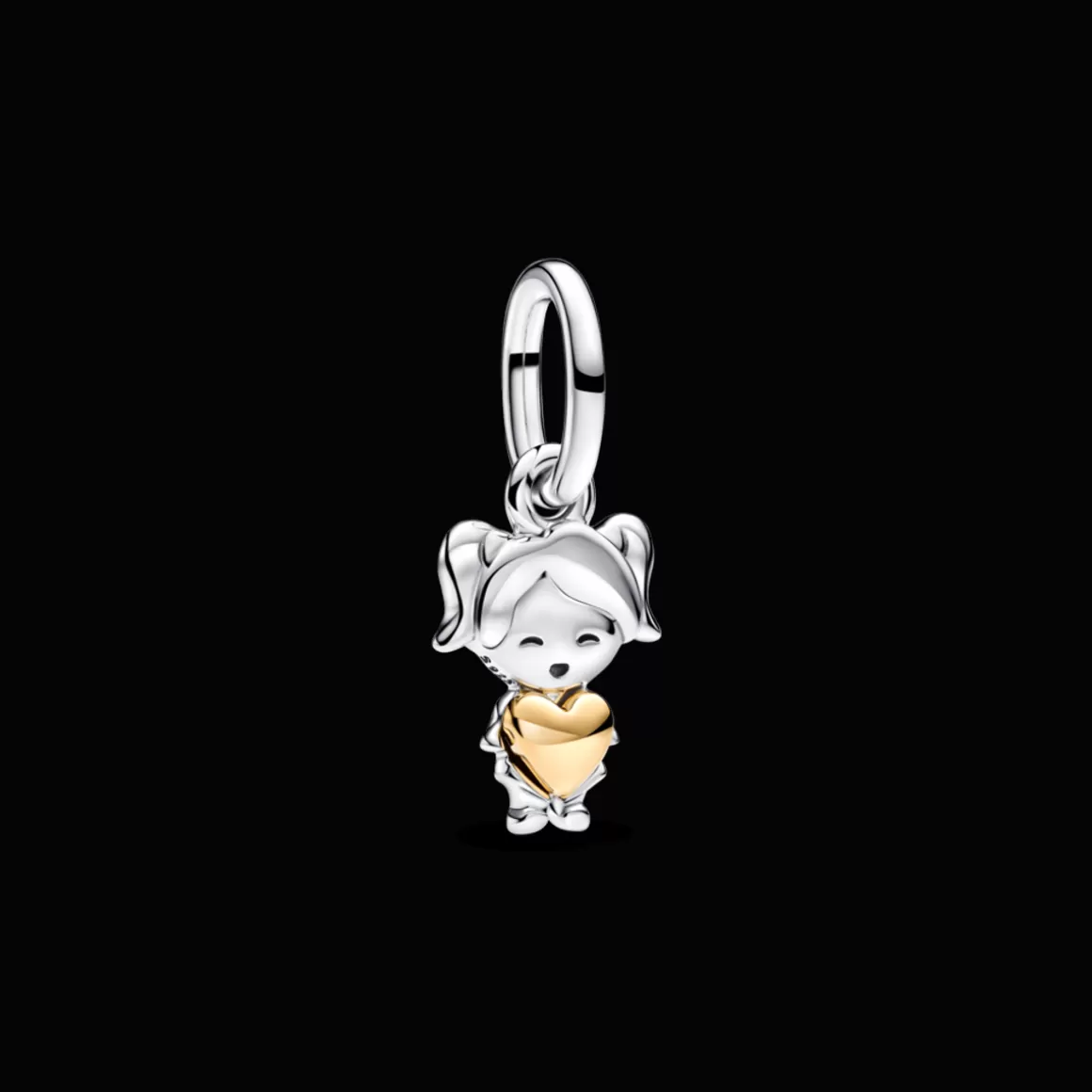 Pandora Charms Pendentes Dois Tons | Charms Dois Tons-Charm Pendente Pingente Mae De Menina Em Dois Tons