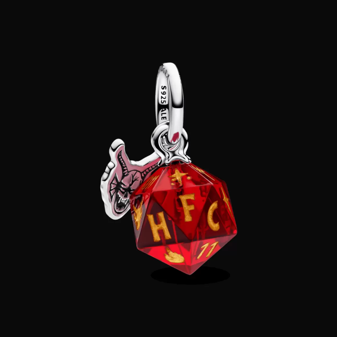 Pandora Charms De Prata-Charm Pendente Stranger Things - Dado D20 Do Clube Hellfire