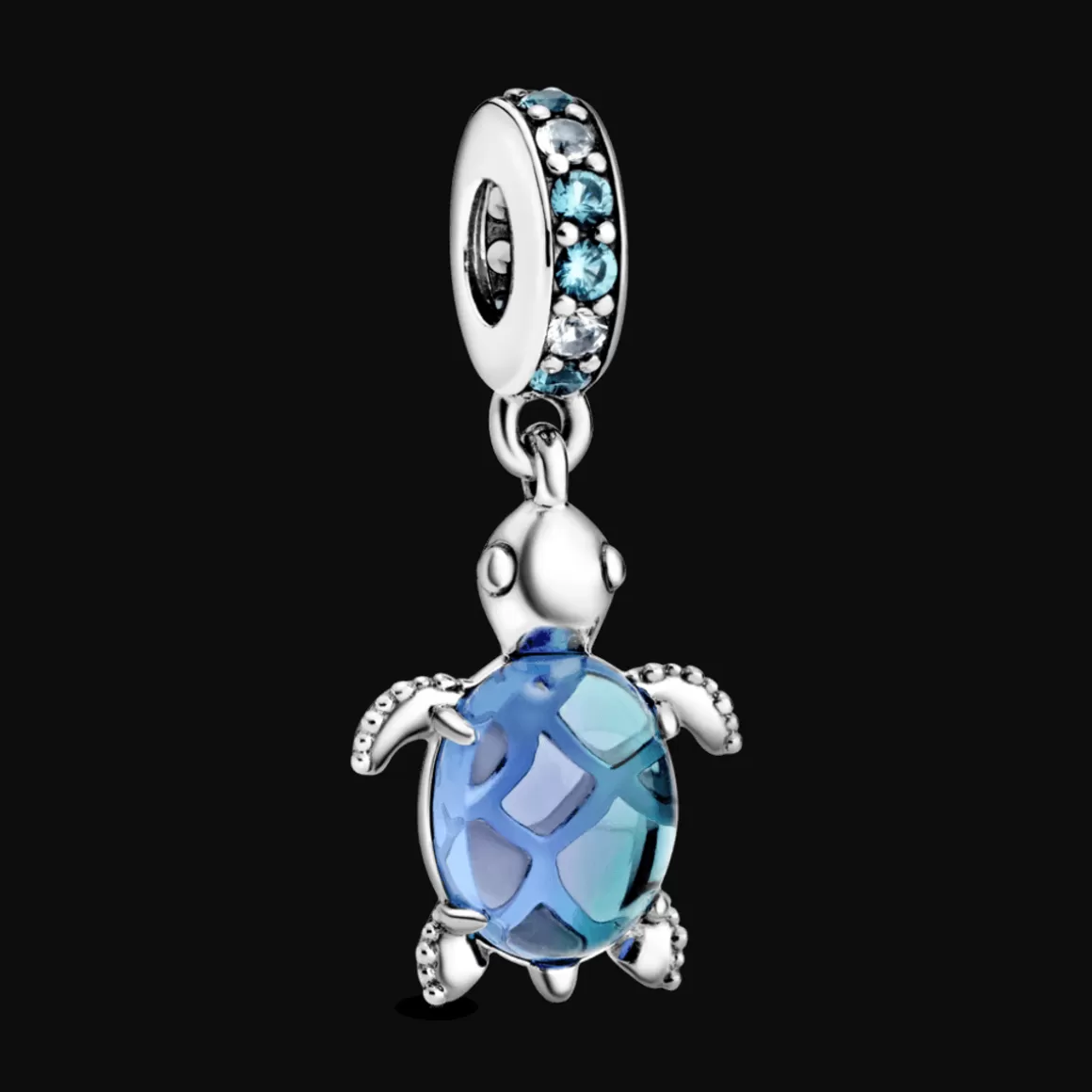 Pandora Charms Pendentes De Prata | Charms Com Pedra-Charm Pendente Tartaruga Marinha - Ocean