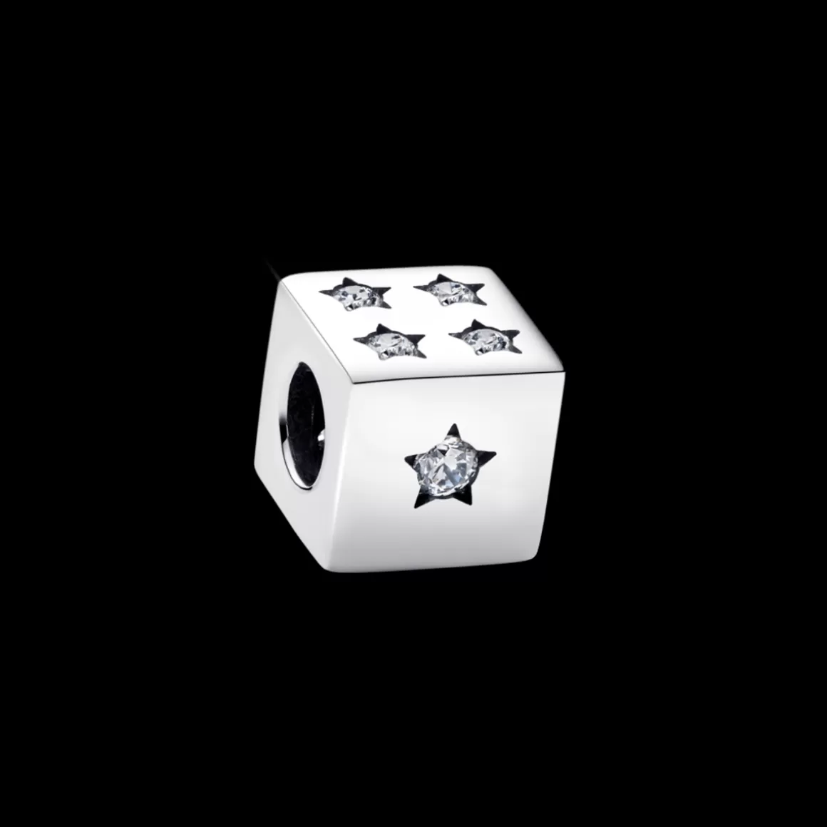 Pandora Charms De Prata | Charms Cristal-Charm Prata Dado Da Sorte De Estrelas Brilhantes
