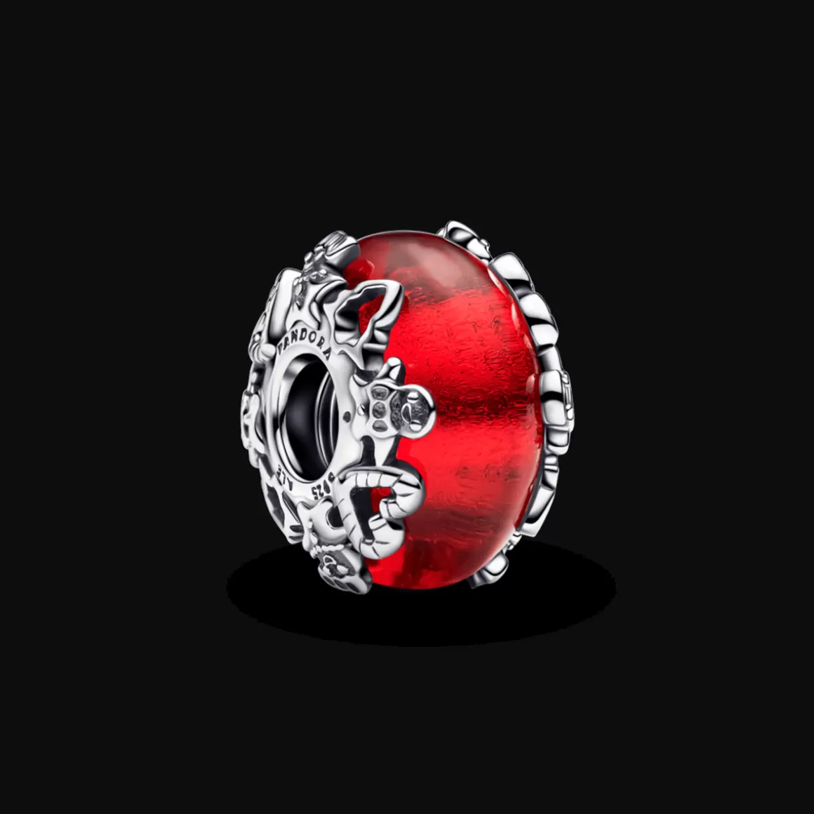 Pandora Charms Separadores De Prata | Charms De Murano-Charm Prata De Natal Em Vidro Murano Vermelho