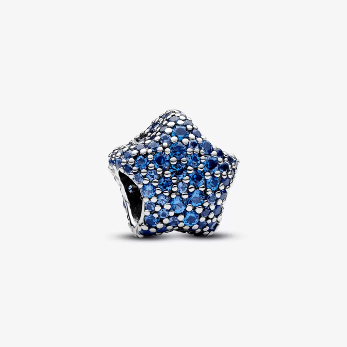 Pandora Charms De Prata-Charm Prata Estrela Azul em Pavé