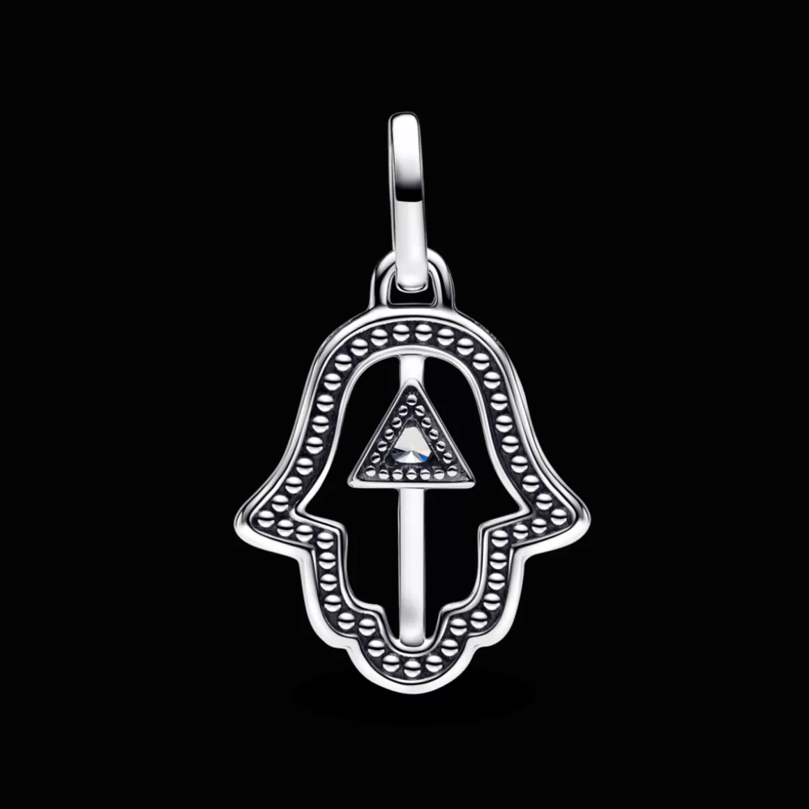 Pandora Charms Pendentes De Prata-Charm Prata Medalhão Mão de Hamsa em Pavé