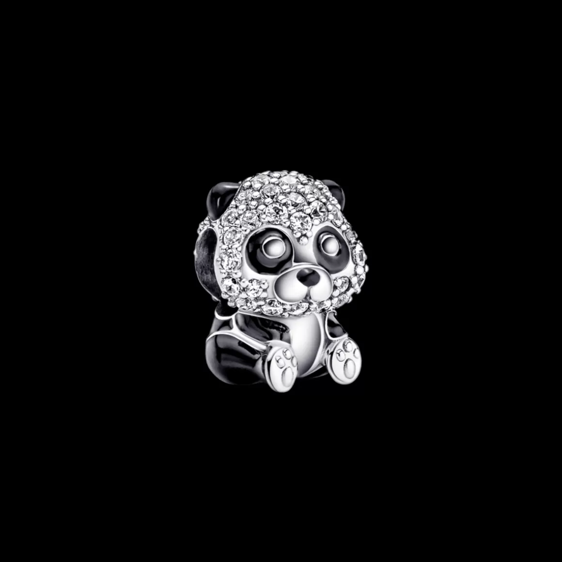 Pandora Charms De Prata-Charm Prata Panda Brilhante