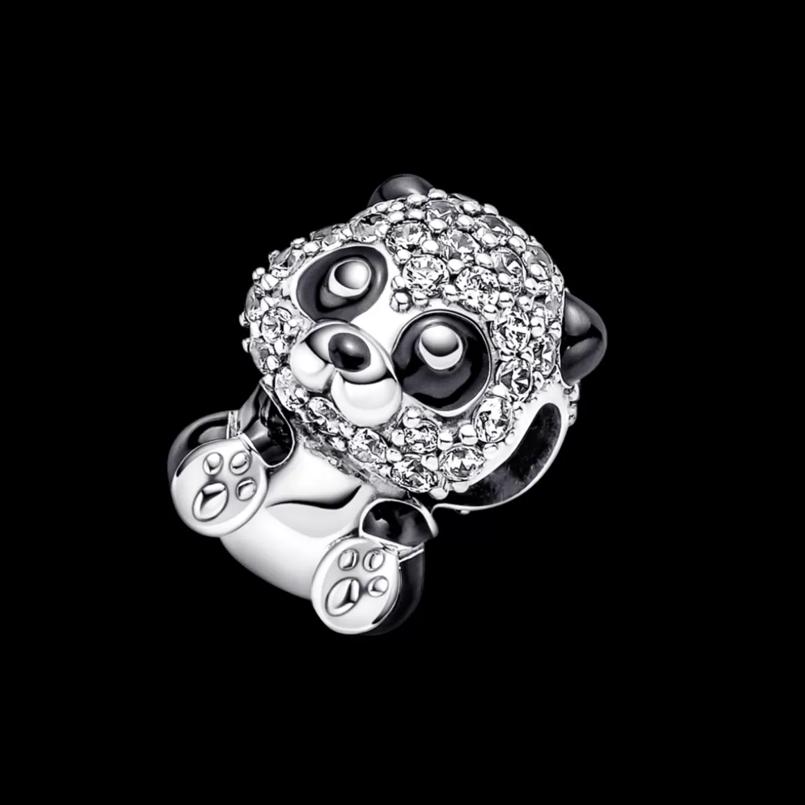 Pandora Charms De Prata-Charm Prata Panda Brilhante