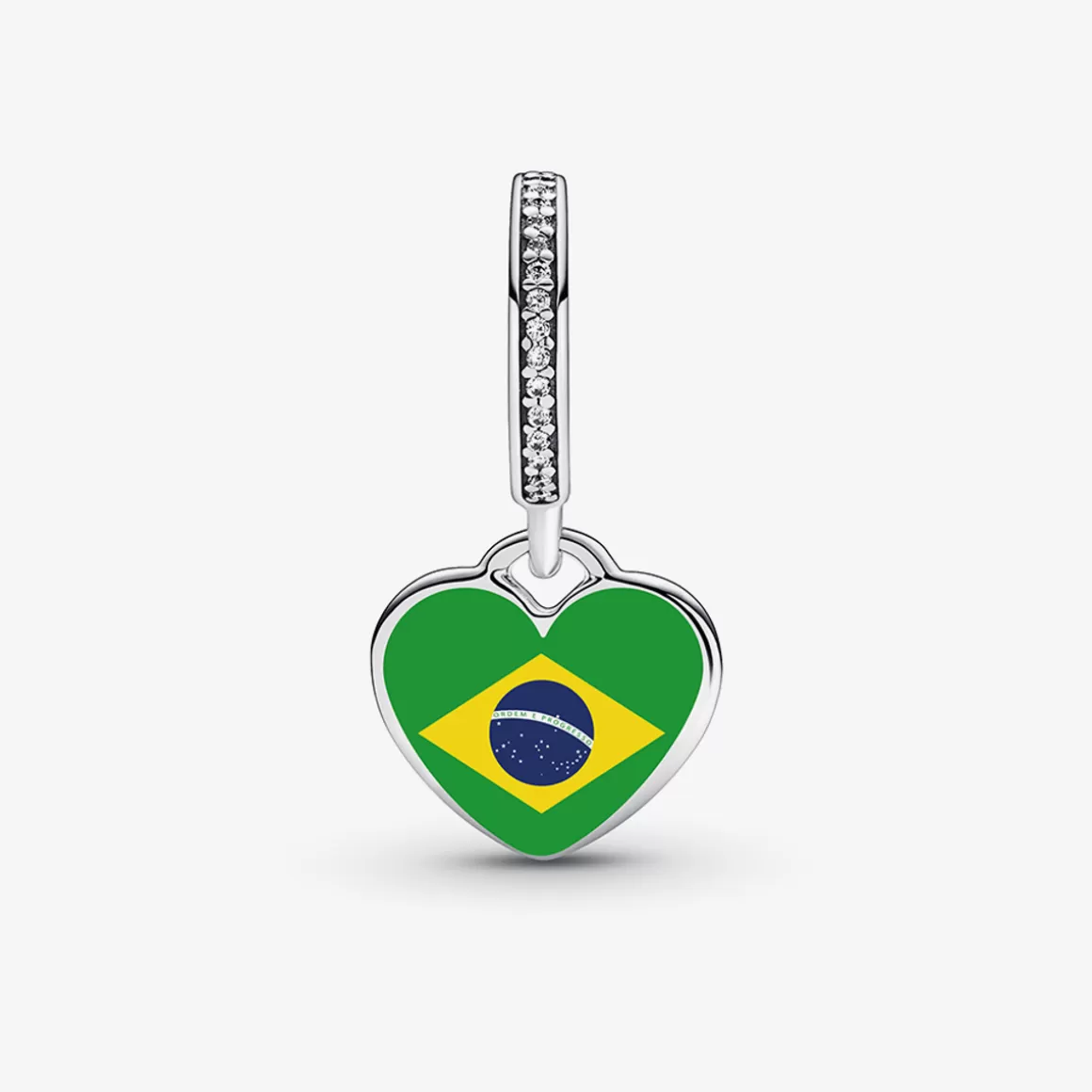 Pandora Charms De Prata-Charm Prata Pendente Bandeira Do Brasil