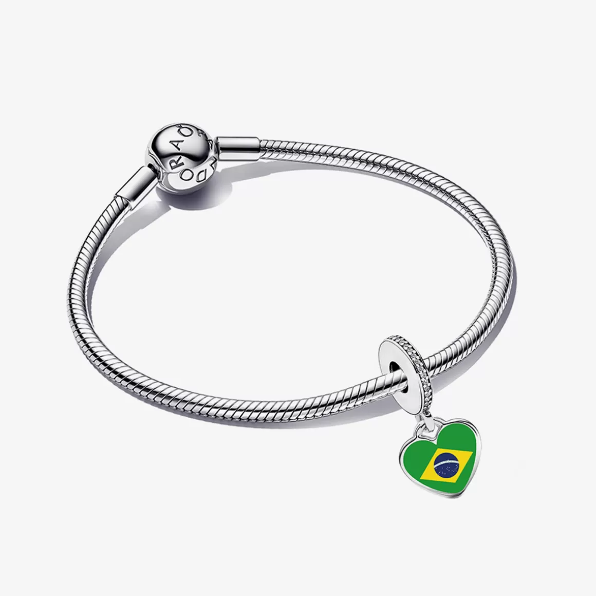 Pandora Charms De Prata-Charm Prata Pendente Bandeira Do Brasil