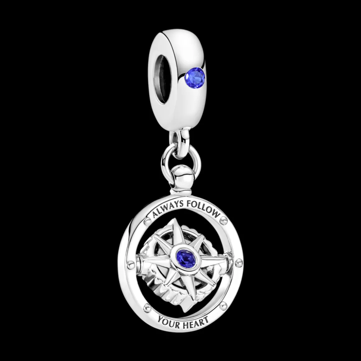 Pandora Charms Pendentes De Prata | Charms Cristal-Charm Prata Pendente Bússola Giratória