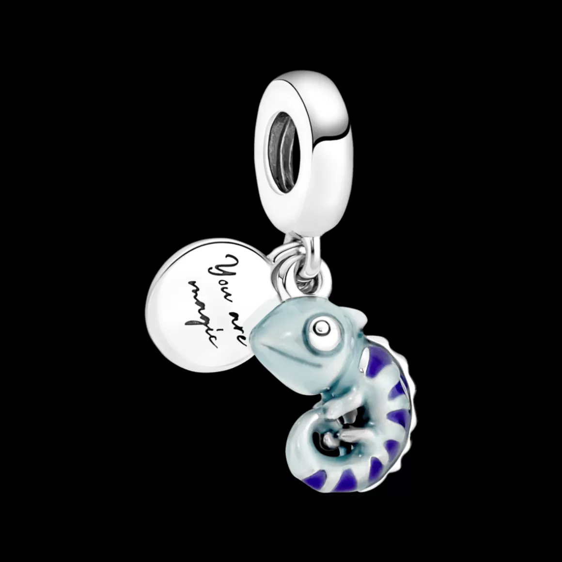 Pandora Charms Pendentes De Prata | Charms Esmaltados-Charm Prata Pendente Camaleão Muda de Cor