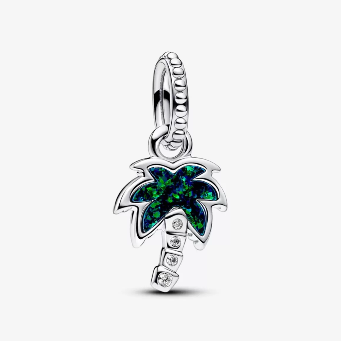 Pandora Charms Pendentes De Prata-Charm Prata Pendente Coqueiro Opala Verde E Azul