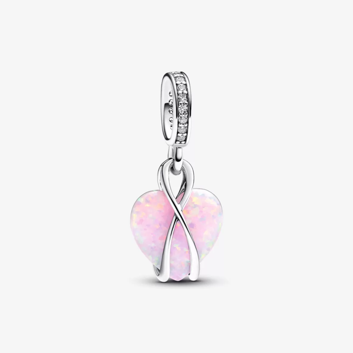 Pandora Charms De Prata-Charm Prata Pendente Coracao Rosa Opalescente