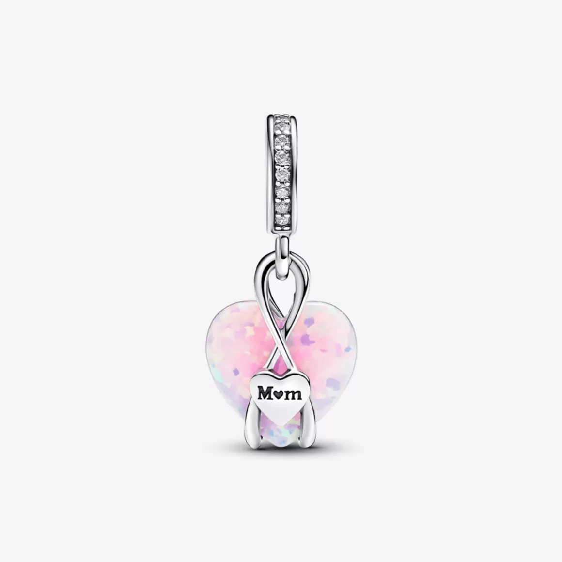 Pandora Charms De Prata-Charm Prata Pendente Coracao Rosa Opalescente