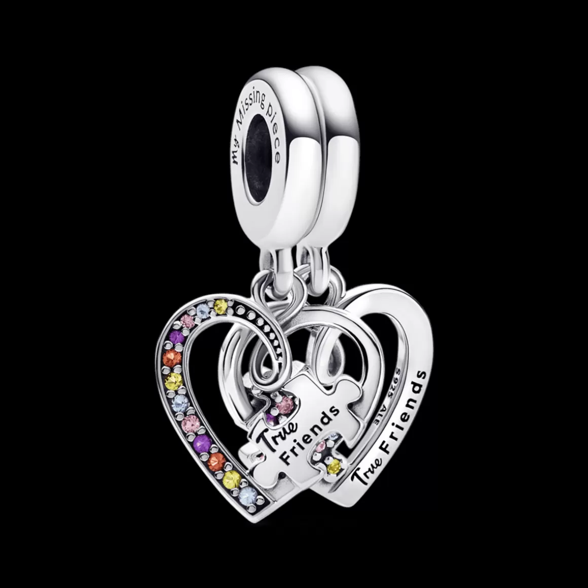 Pandora Charms Pendentes De Prata | Charms Cristal-Charm Prata Pendente Coração e Quebra-Cabeça Divisível