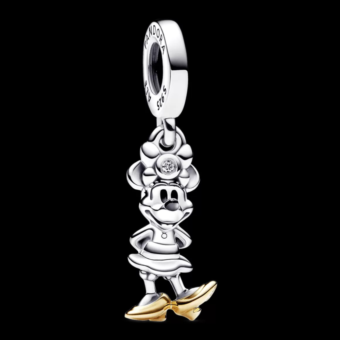 Pandora Charms Pendentes De Prata | Charms De Diamantes-Charm Prata Pendente Disney 100 Anos Minnie Mouse de Aniversário