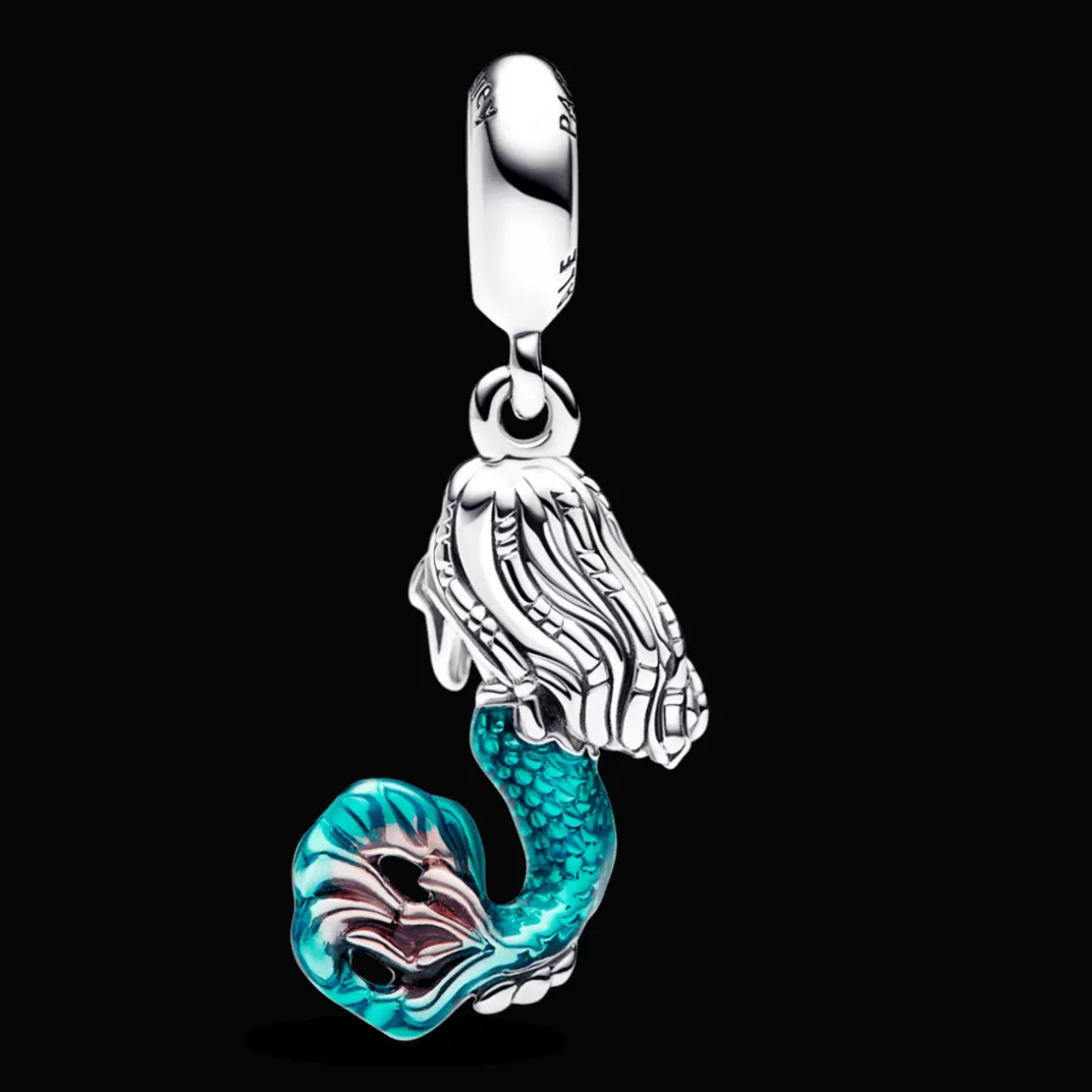 Pandora Charms Pendentes De Prata | Charms Esmaltados-Charm Prata Pendente Disney Ariel de A Pequena Sereia