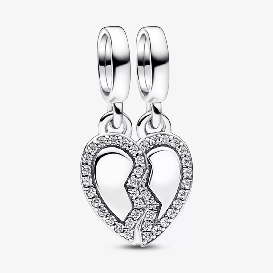 Pandora Charms Pendentes De Prata | Charms Cristal-Charm Prata Pendente Divisível Coração da Amizade