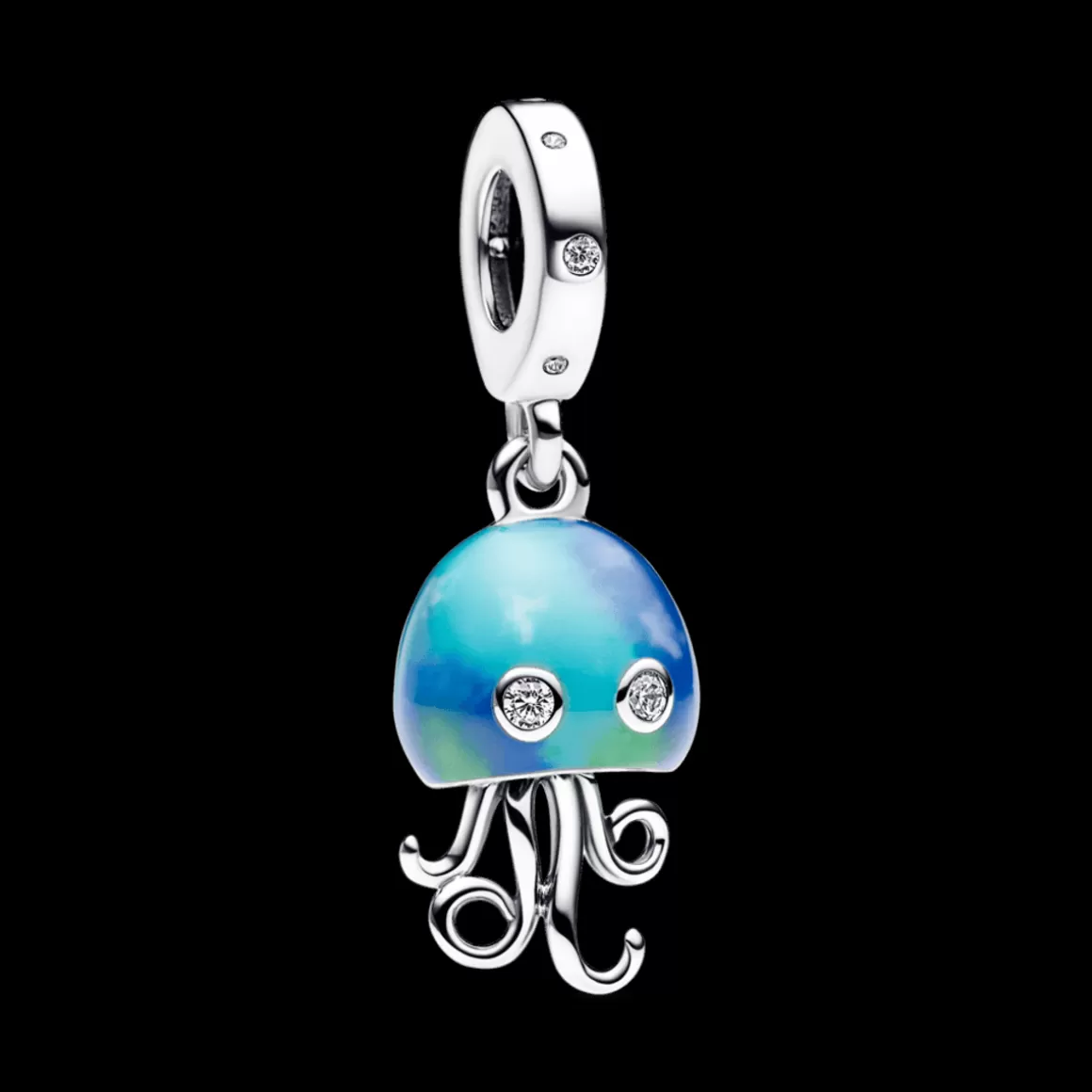 Pandora Charms Pendentes De Prata | Charms Esmaltados-Charm Prata Pendente Água-Viva que Muda de Cor